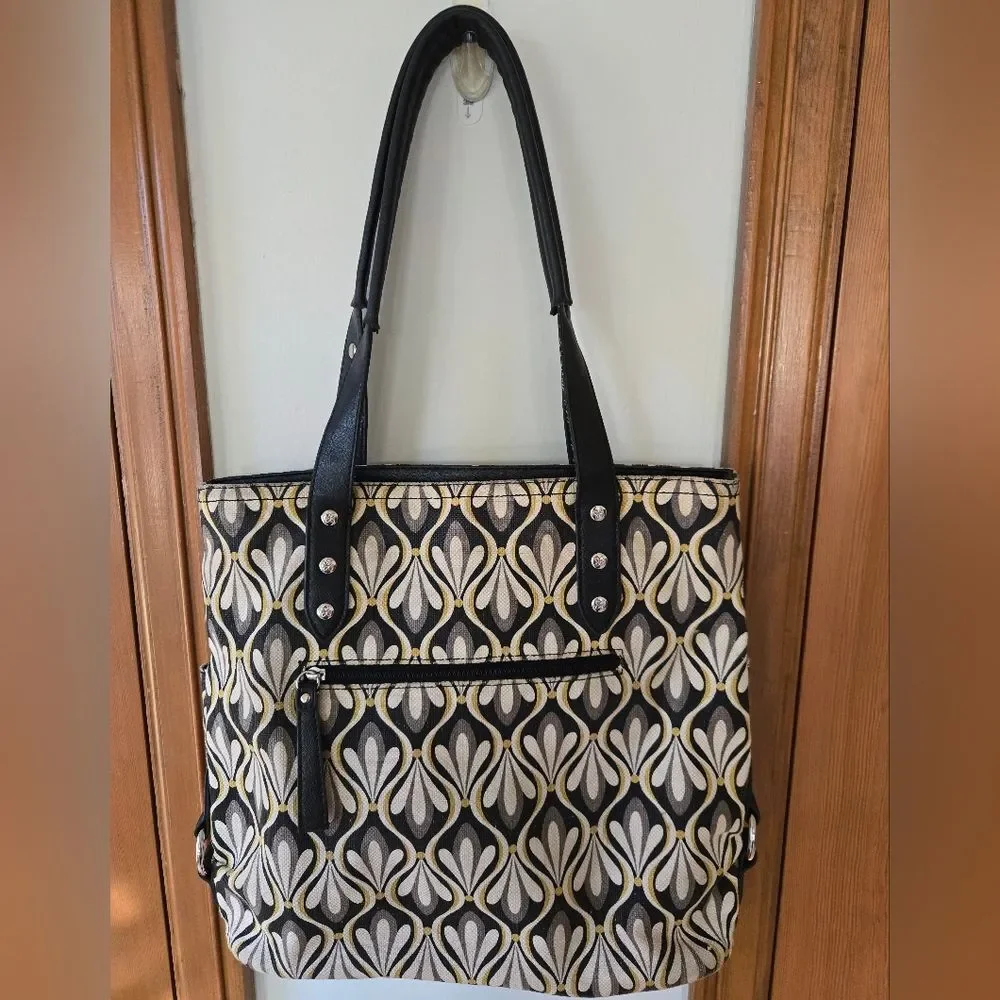 Relic by Fossil Geometric Canvas Tote Bag – Grey, Black & Yellow
